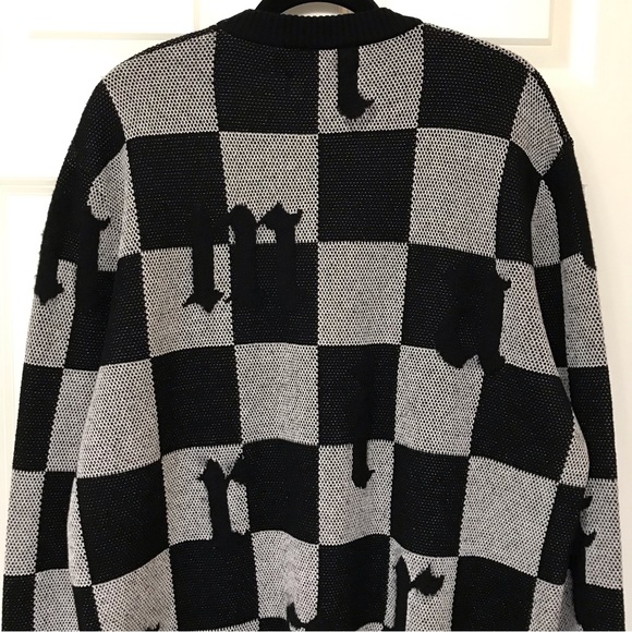 Amiri Logo Check Crew Mohair Cashmere Sweater Black White XXL Brand New With Tag - Picture 6 of 15